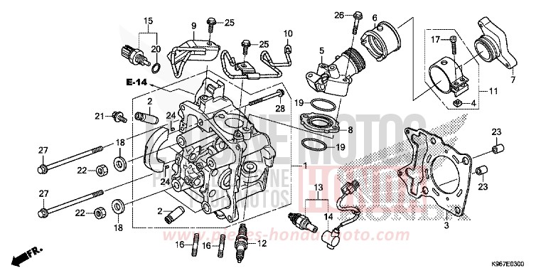 CYLINDER HEAD for PCX 125 PEARL SPLENDOR RED (R369) from 2019
